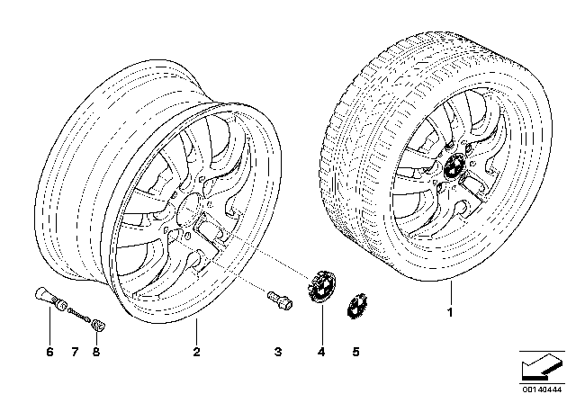 2007 BMW 328xi BMW Alloy Wheel, Double Spoke Diagram 1