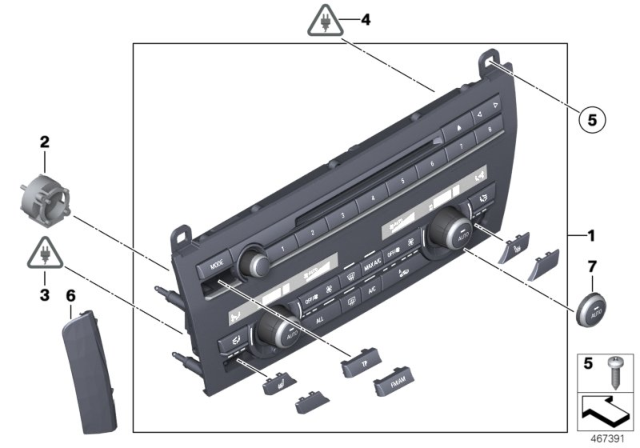 2012 BMW 650i Radio And A/C Control Panel Diagram 2