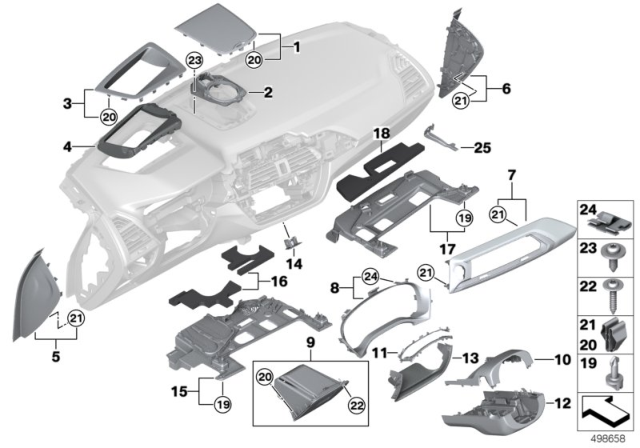 2018 BMW X3 Mounting Parts, Instrument Panel Diagram