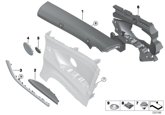 2019 BMW 440i Mounting Parts, Side Trim Panel, Rear Diagram