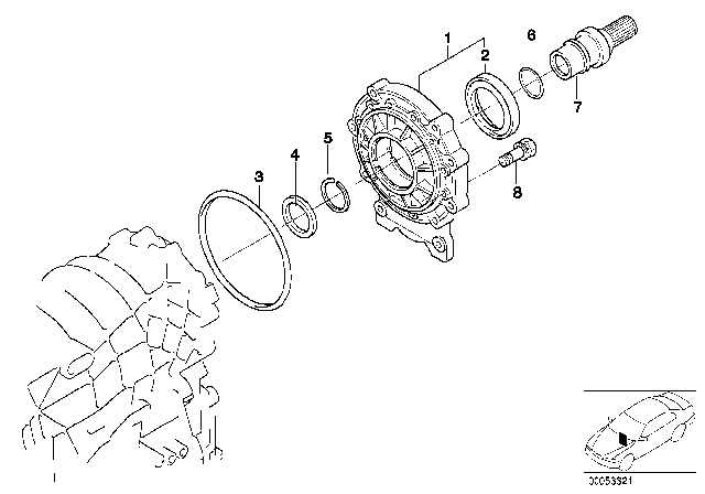 2002 BMW X5 Adapter Shaft Diagram for 24201423756