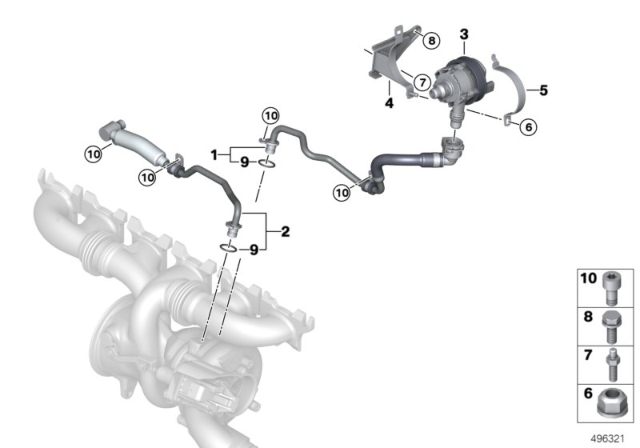 2020 BMW M340i Cooling System, Turbocharger Diagram