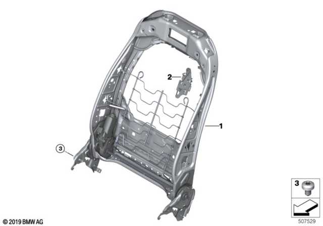 2020 BMW M8 Seat, Front, Backrest Frame Diagram 1