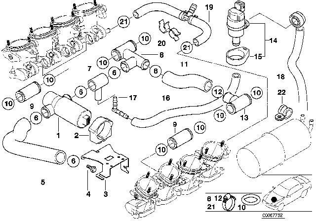 2000 BMW Z8 Fuel Tank Breather Valve Diagram for 13901407474