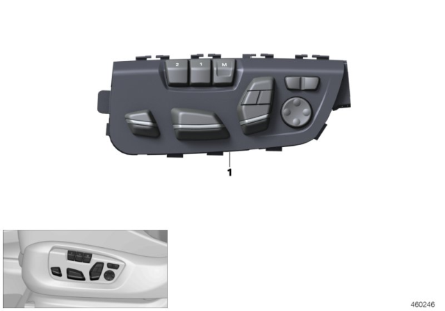 2015 BMW X6 Seat Adjustment Switch Diagram 1