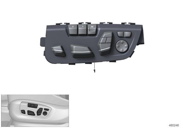 2018 BMW X6 Seat Adjustment Switch Diagram 1