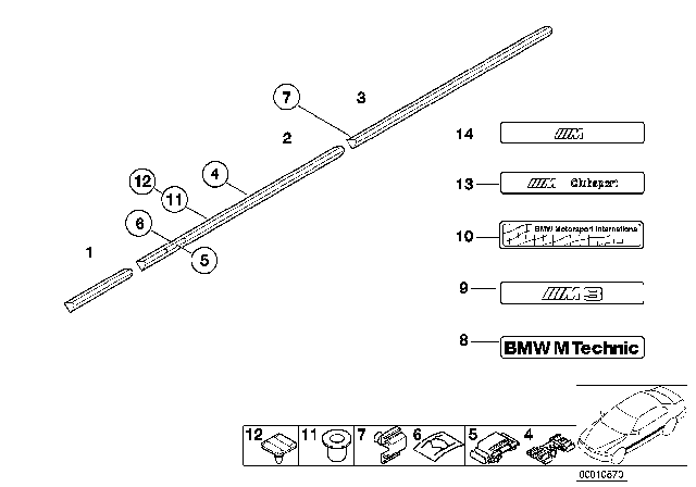 1996 BMW 318ti Moulding Fender Front Left Diagram for 51132250071