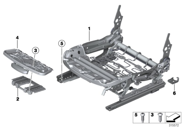 2014 BMW 428i Seat, Front, Seat Frame Diagram 1