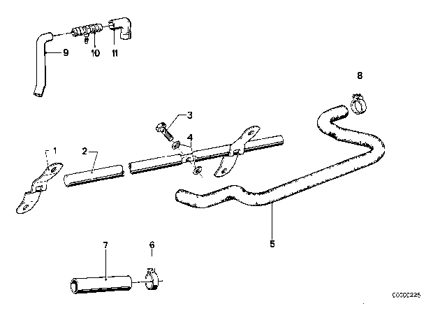 1978 BMW 320i Vent Hose Diagram for 11151263355