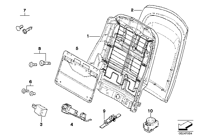 2006 BMW X3 Backrest Frame Diagram for 52108245376