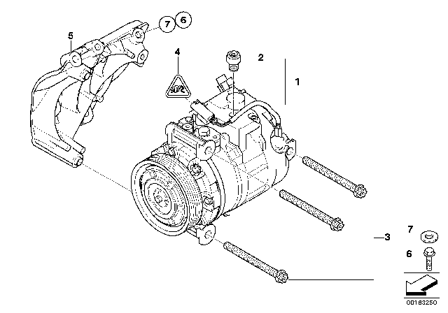2009 BMW 535i xDrive Air - Conditioner Compressor / Mounting Part Diagram