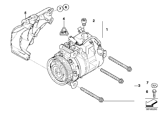 2008 BMW 535xi Carrier, Air-Conditioner Compressor Diagram for 64557558854