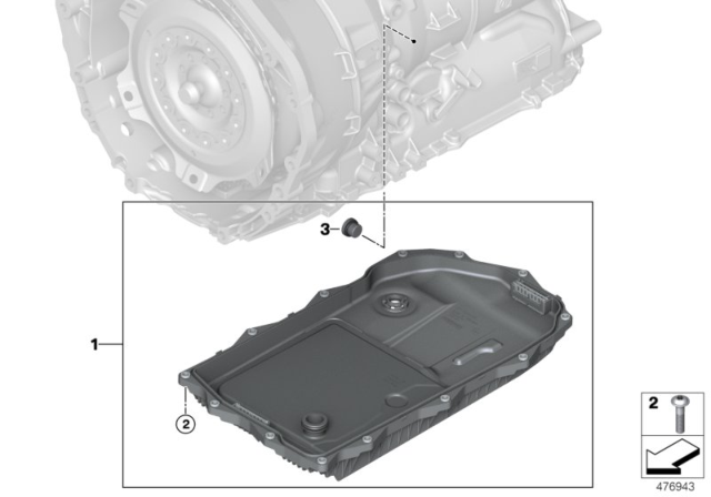 2019 BMW M760i xDrive Oil Pan Fluid Filter Kit Diagram for 24008672573