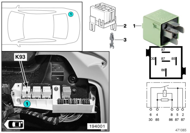 2003 BMW X5 Relay, Load-Shedding Terminal Diagram 1