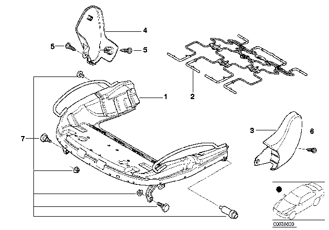 2004 BMW 325Ci Seat, Front, Seat Frame Diagram