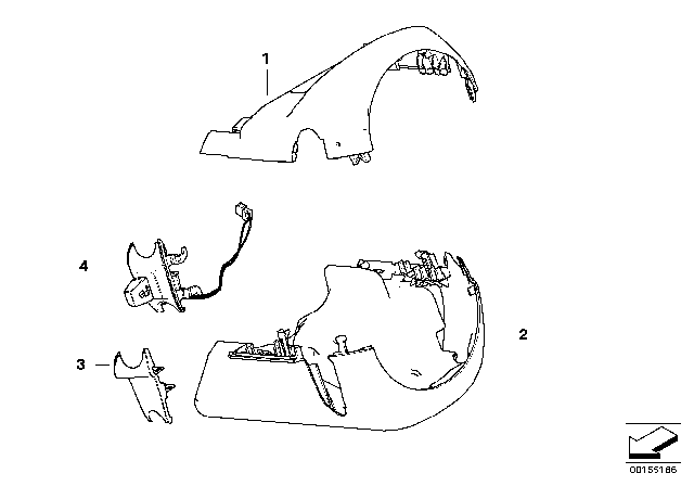 2011 BMW X5 Steering Column Trim Diagram