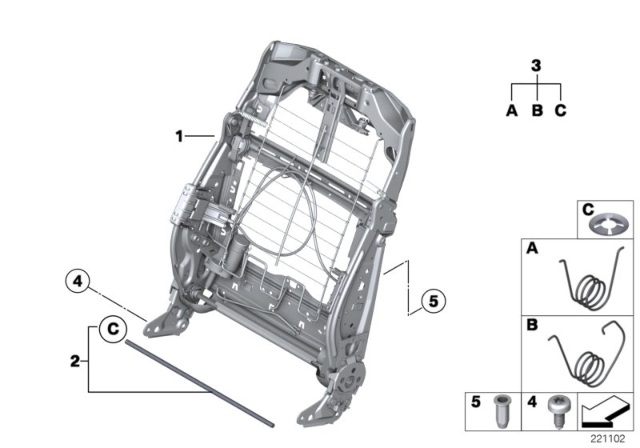 2011 BMW 740i Seat, Front, Backrest Frame Diagram