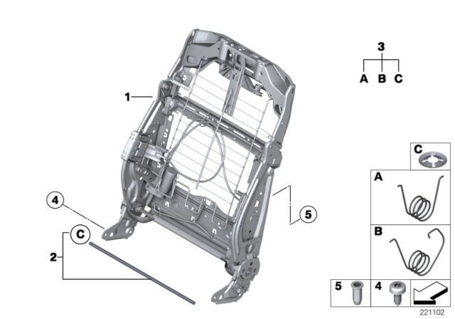 2009 BMW 750Li Seat, Front, Backrest Frame Diagram