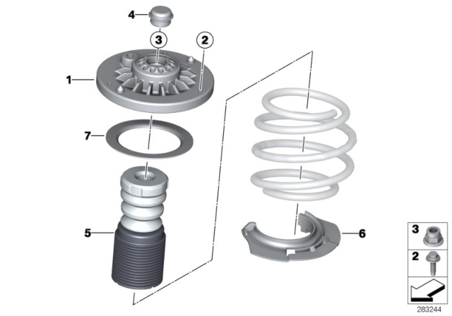 2011 BMW X3 Guide Support / Spring Pad / Attaching Parts Diagram