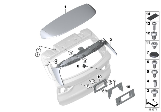 2019 BMW X1 Rear Lid, Mounting Parts Diagram