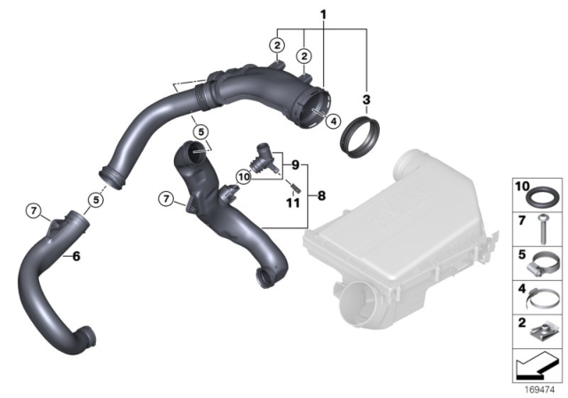 2008 BMW X6 Filtered Air Pipe Diagram for 13717582312