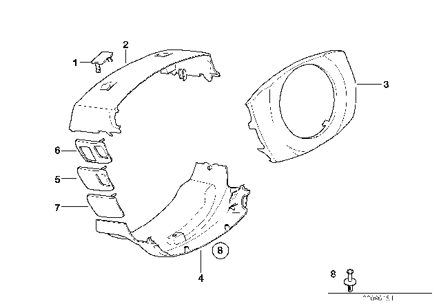 2004 BMW 745i Steering Column Trim Diagram