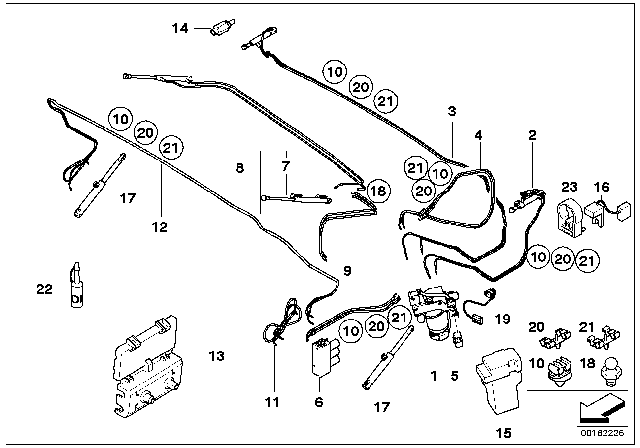 2001 BMW M3 Electro - Hydraulic Folding Top Parts Diagram