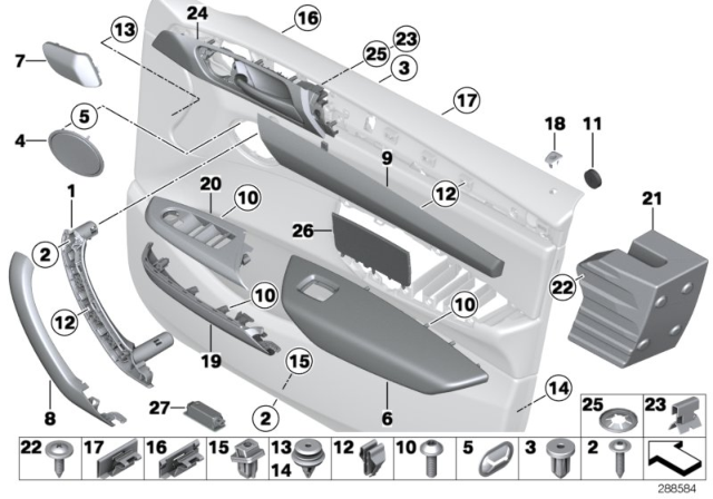 2012 BMW X3 Mounting Parts, Door Trim Panel Diagram 1