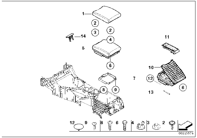 2000 BMW X5 Armrest, Centre Console Diagram 2