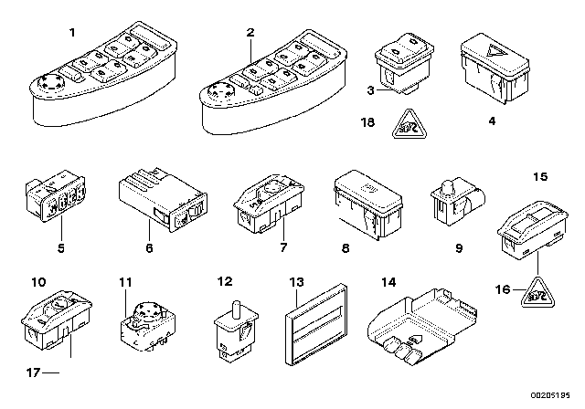 2000 BMW 750iL Various Switches Diagram 2