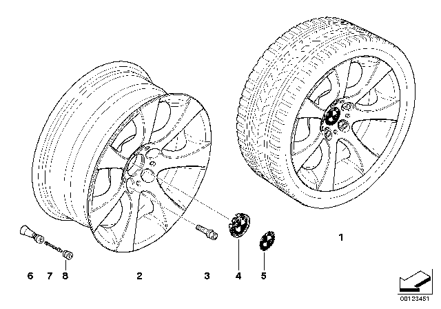 2008 BMW 550i Light Alloy Rim Diagram for 36116775645