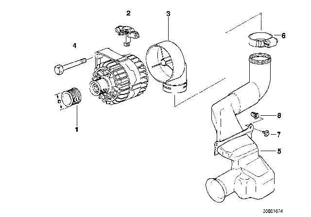 2000 BMW 540i Alternator, Individual Parts Diagram