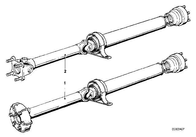 1988 BMW 735i Automatic Gearbox Drive Shaft Diagram for 26111227042