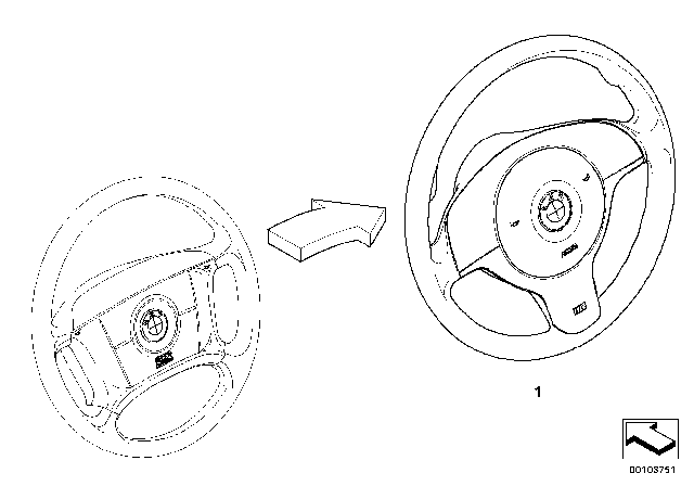 2003 BMW 325xi Modification 4-Spoke Steering Wheel Diagram 1