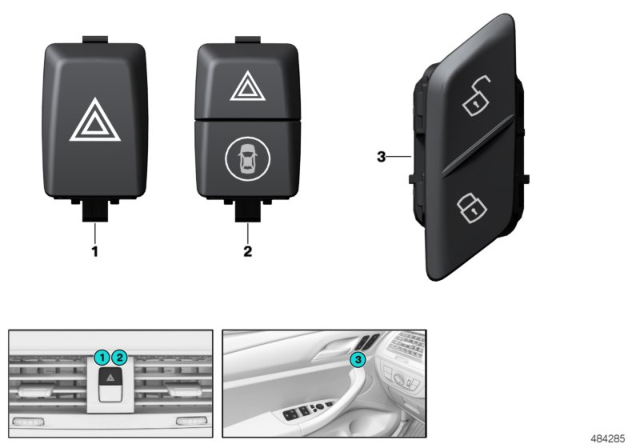 2020 BMW X3 M Switch, Hazard Warning / Central Locking Diagram