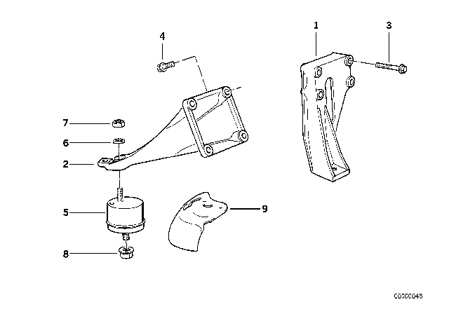 1993 BMW 525i Engine Suspension / Damper Diagram