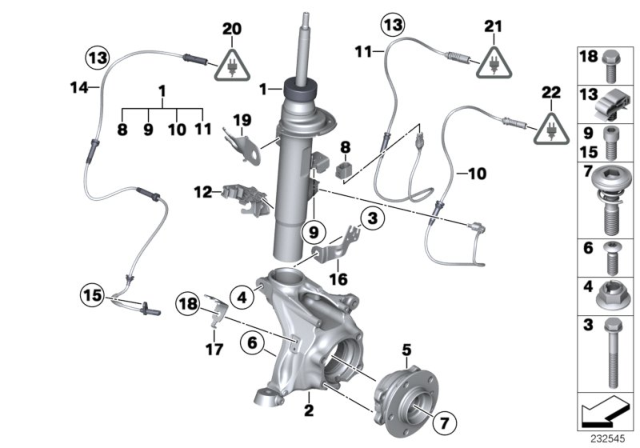 2011 BMW X3 Wheel Hub With Bearing, Front Diagram for 31206870725