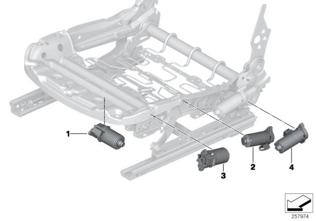 2015 BMW 335i GT xDrive Engine, Longitudinal Seat Adjustment Diagram for 52107325517