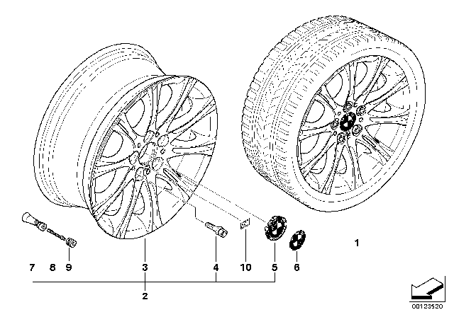 2005 BMW 330Ci BMW Alloy Wheel, M Double Spoke Diagram 1