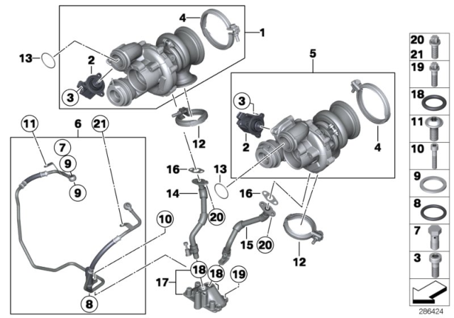 2012 BMW 750Li Turbo Charger With Lubrication Diagram 2