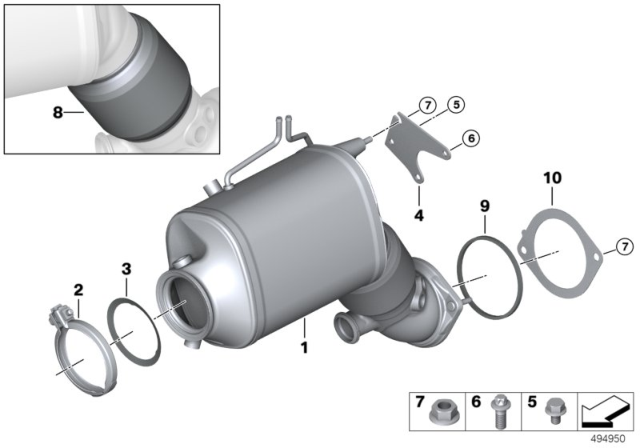 2015 BMW 740Ld xDrive Catalytic Converter Diagram for 18308515094