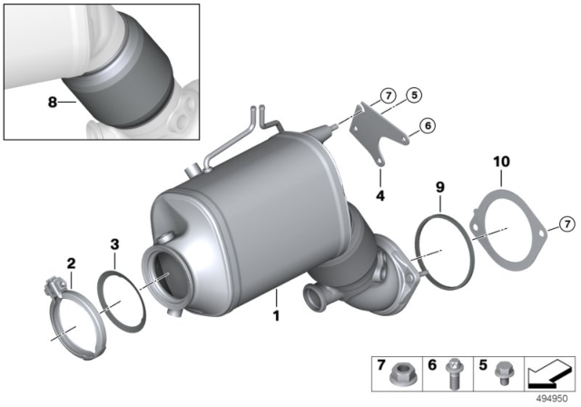 2015 BMW 535d xDrive Catalyzer / Diesel Particulate Filter Diagram 2