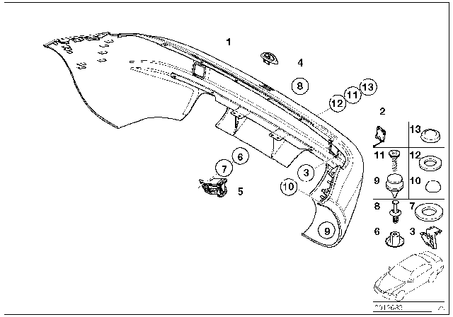 1999 BMW Z3 M M Trim Panel, Rear Diagram