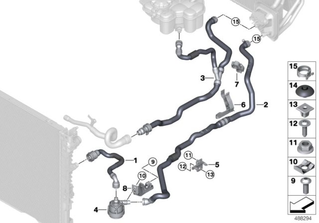 2020 BMW M8 Return Coolant Hose Diagram for 64217854307