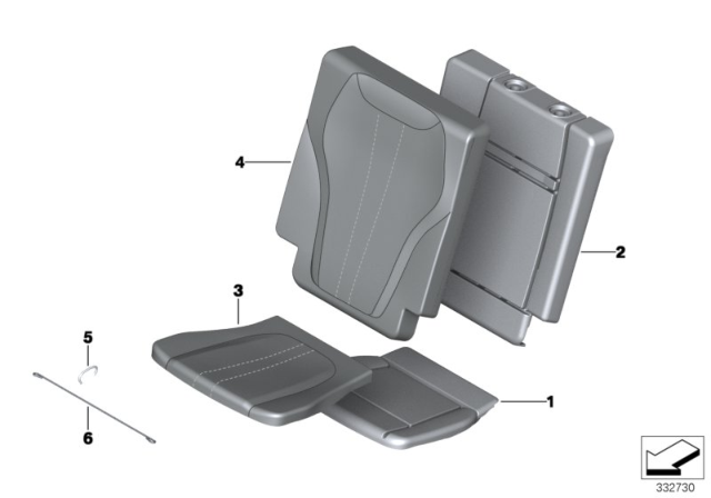 2018 BMW X5 Seat, Rear, Cushion & Cover Diagram 2