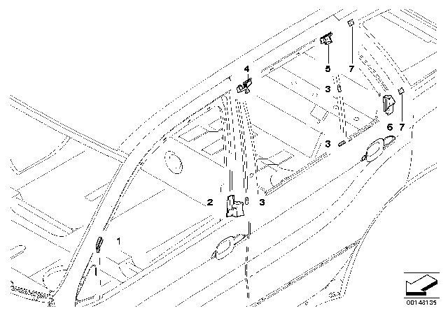 2005 BMW X5 Sealing, B-Column, Top Right Diagram for 51357016596