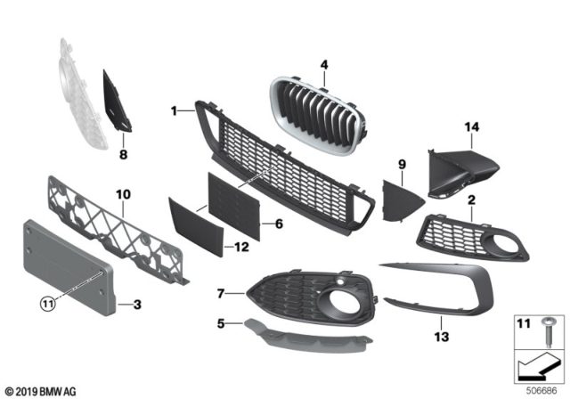 2020 BMW 230i M Trim Panel, Trim Elements Diagram