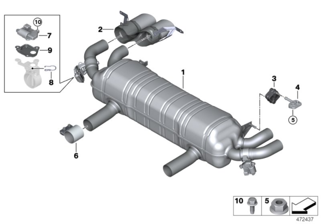 2017 BMW Alpina B7 Tailpipe Trim, Left Diagram for 18307992025