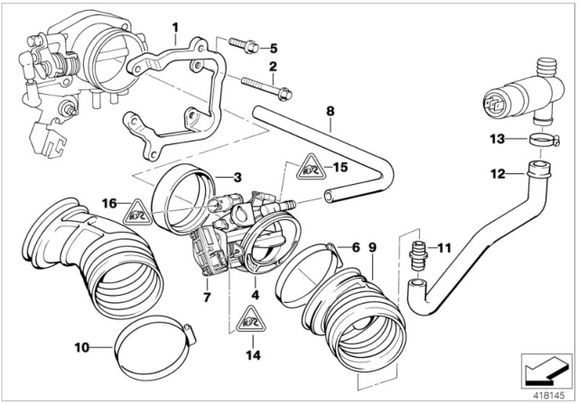 1997 BMW M3 Secondary Throttle Housing Tube ASC Diagram