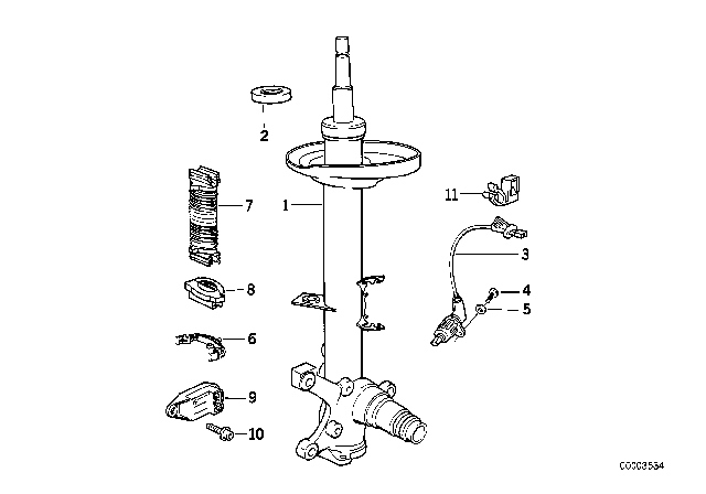 1995 BMW 850CSi Front Spring Strut / Shock Absorber Diagram